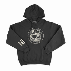 Black hoodie with D2L skull logo